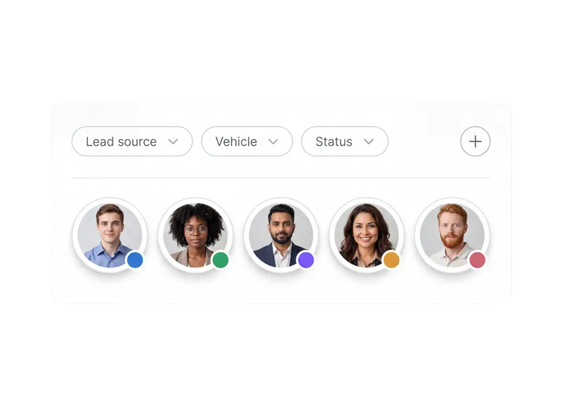 FinalGear.ai onboarding β filter leads by source, vehicle, and status